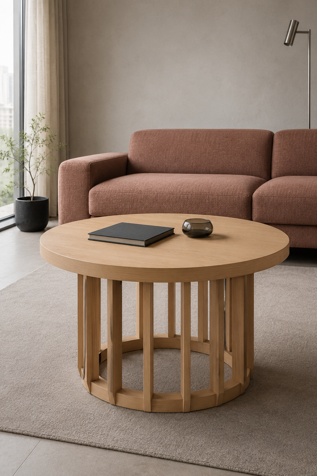 Line Yuvarlak Ahşap Orta Sehpa | A2 Decor