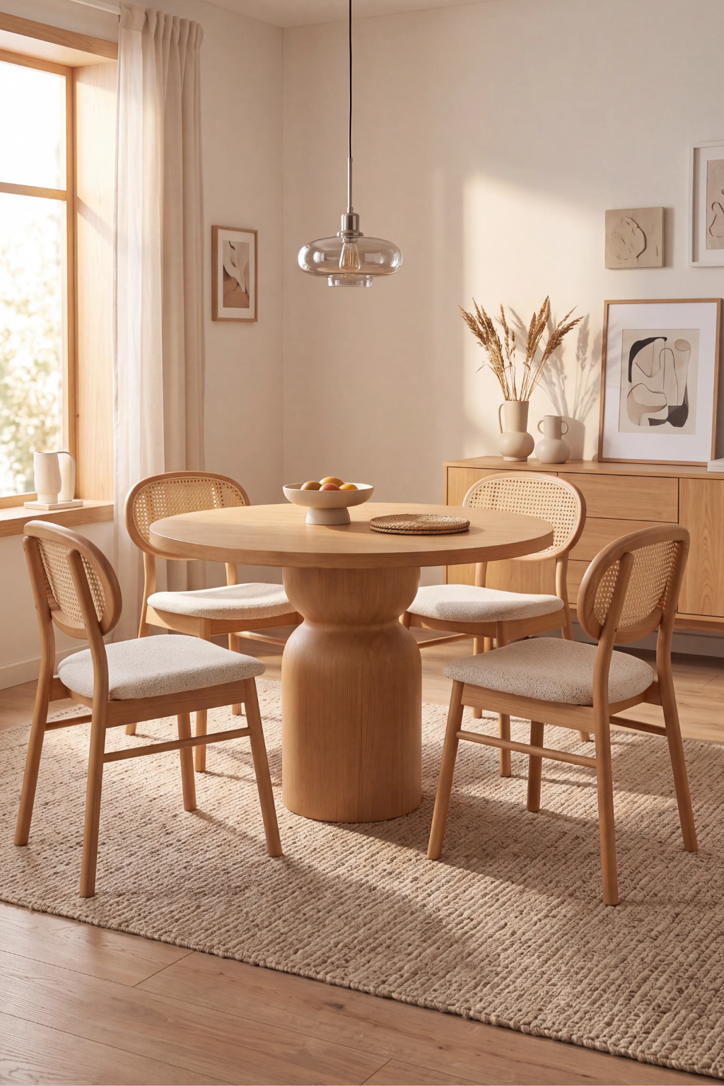 Legend Yuvarlak Ahşap Yemek Masası Takımı 4 Kişilik | A2Decor
