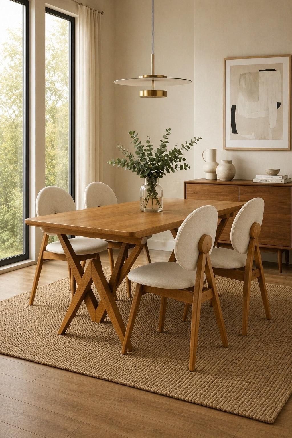 Stone Masif Ahşap 80x160 Sabit Yemek Masası Takımı | A2Decor