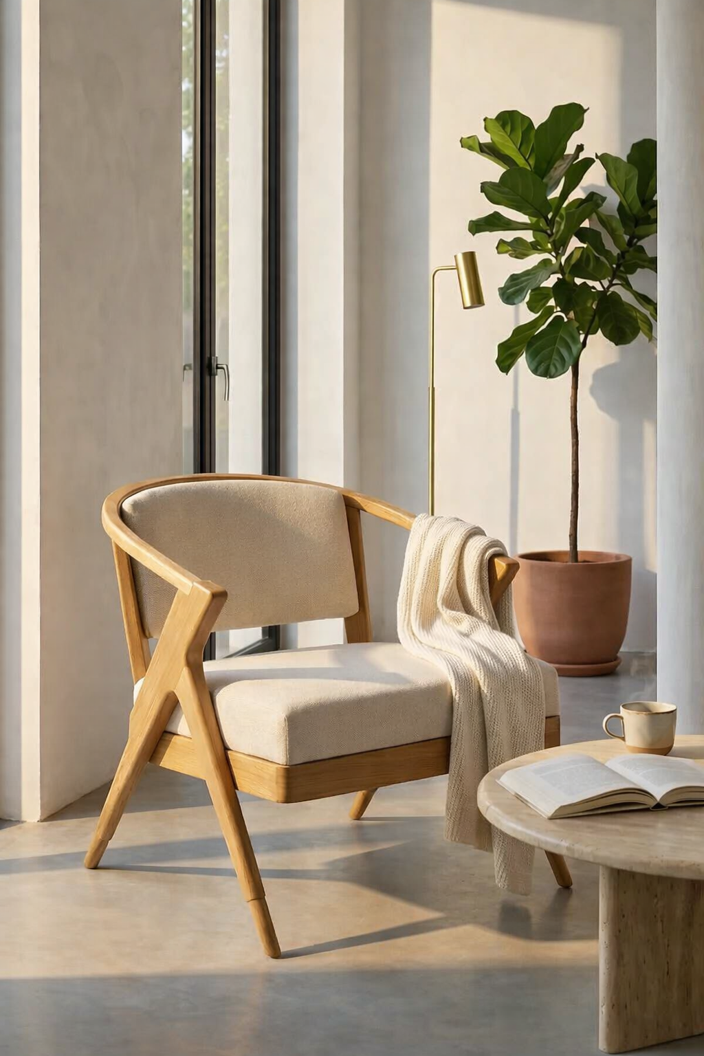 Liar Ahşap Berjer Kayın Ağacı İskandinav | A2Decor