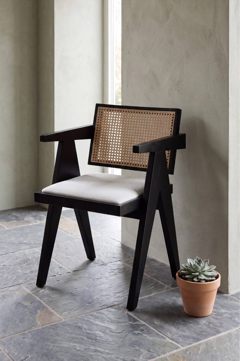 Dorin Siyah Kollu Kayın Sandalye | A2 Decor