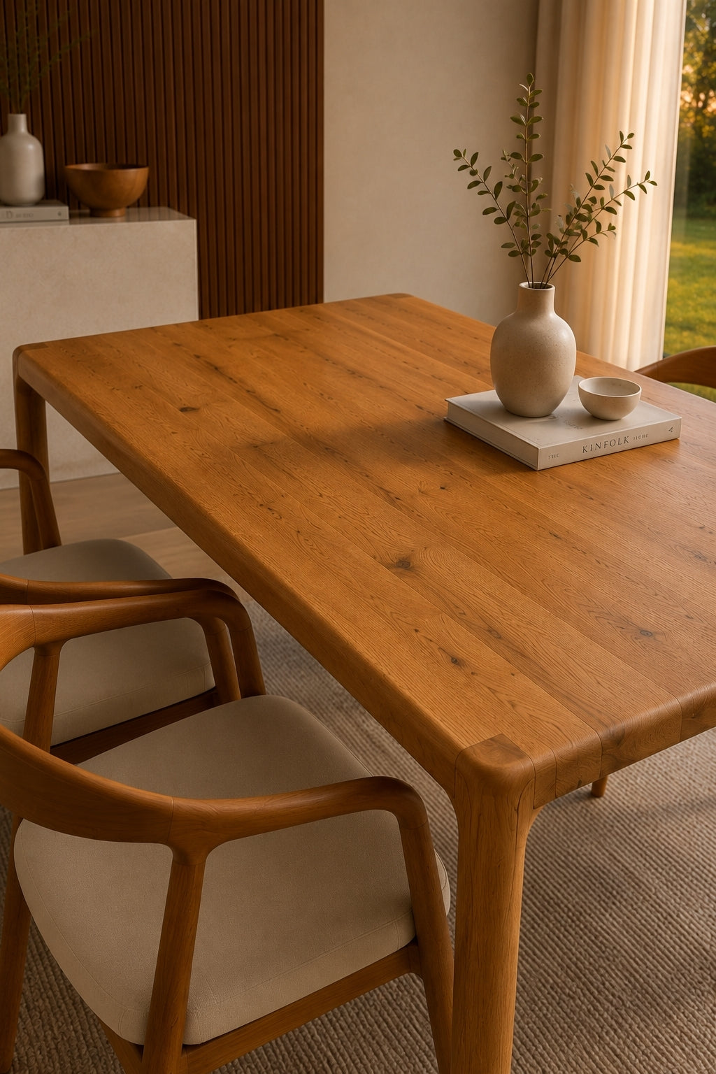 Vento Natural 80x160 Sabit Yemek Masası Takımı | A2 Decor