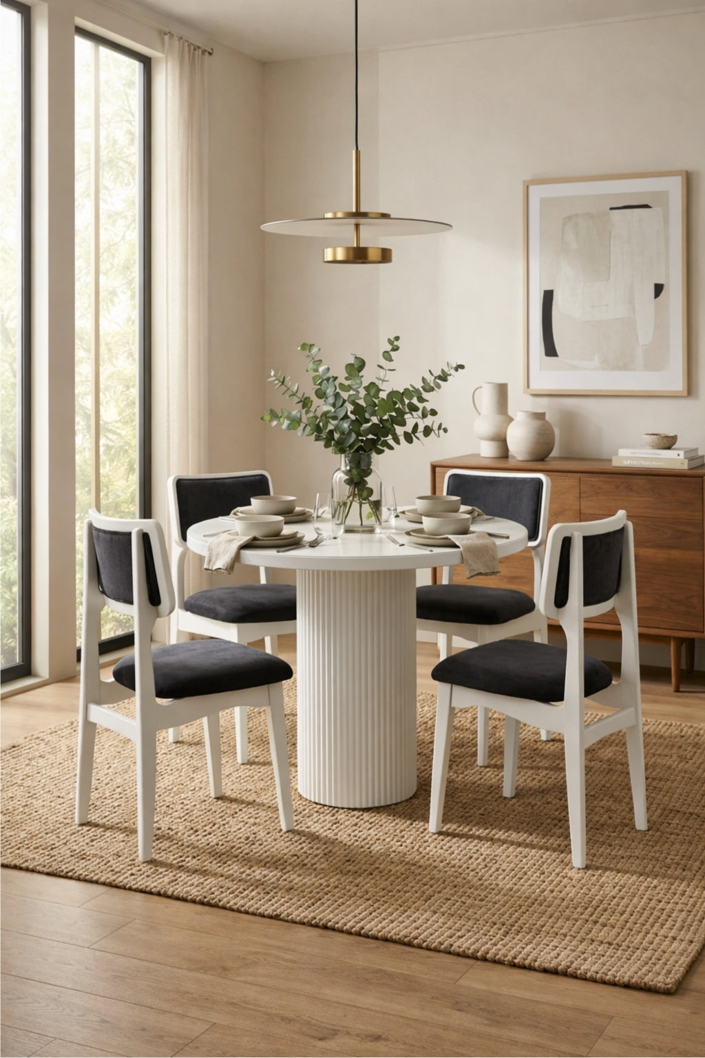 Rova Yuvarlak Ahşap Yemek Masası Takımı – 4 Kişilik | A2Decor