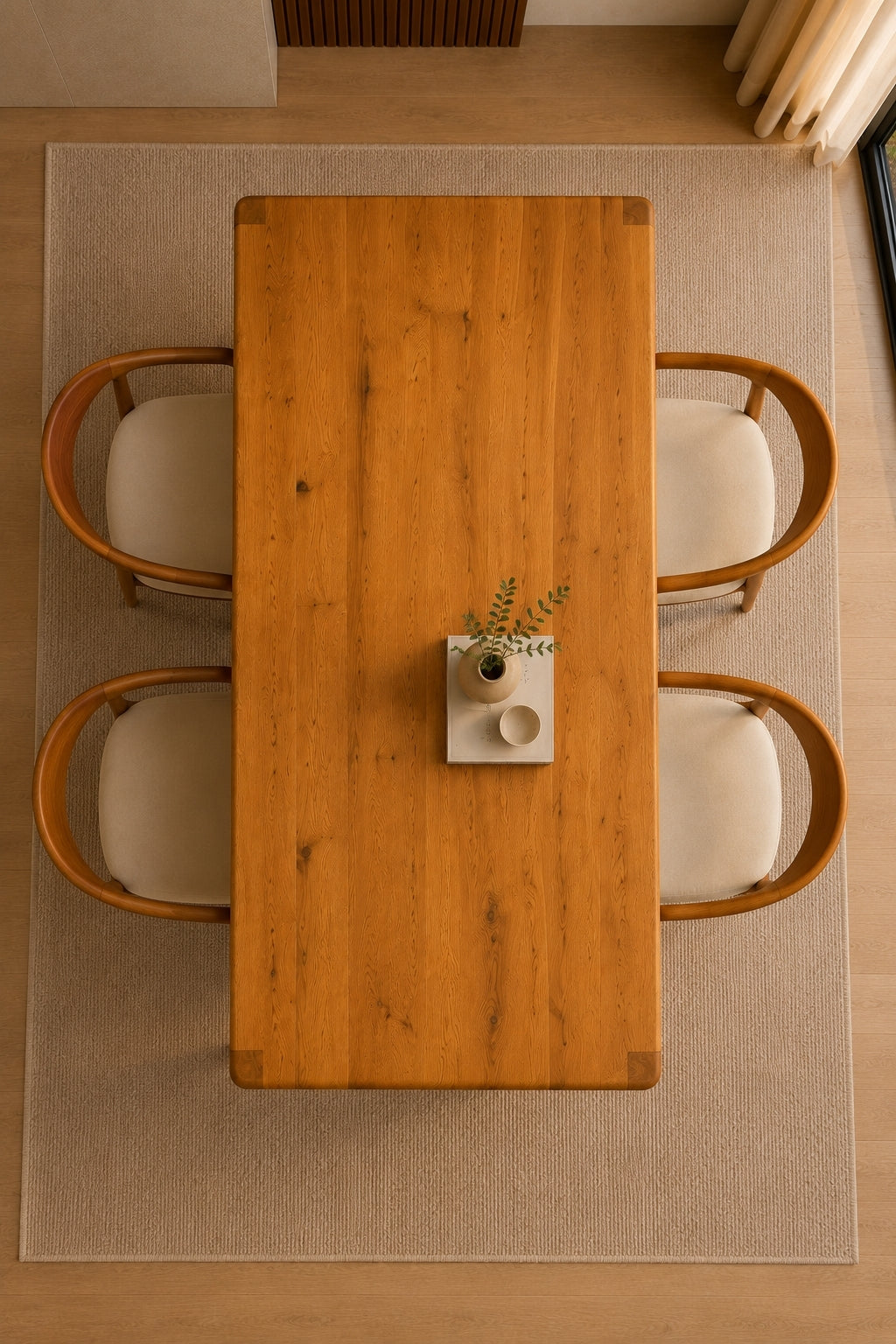 Vento Natural 80x160 Sabit Yemek Masası Takımı | A2 Decor