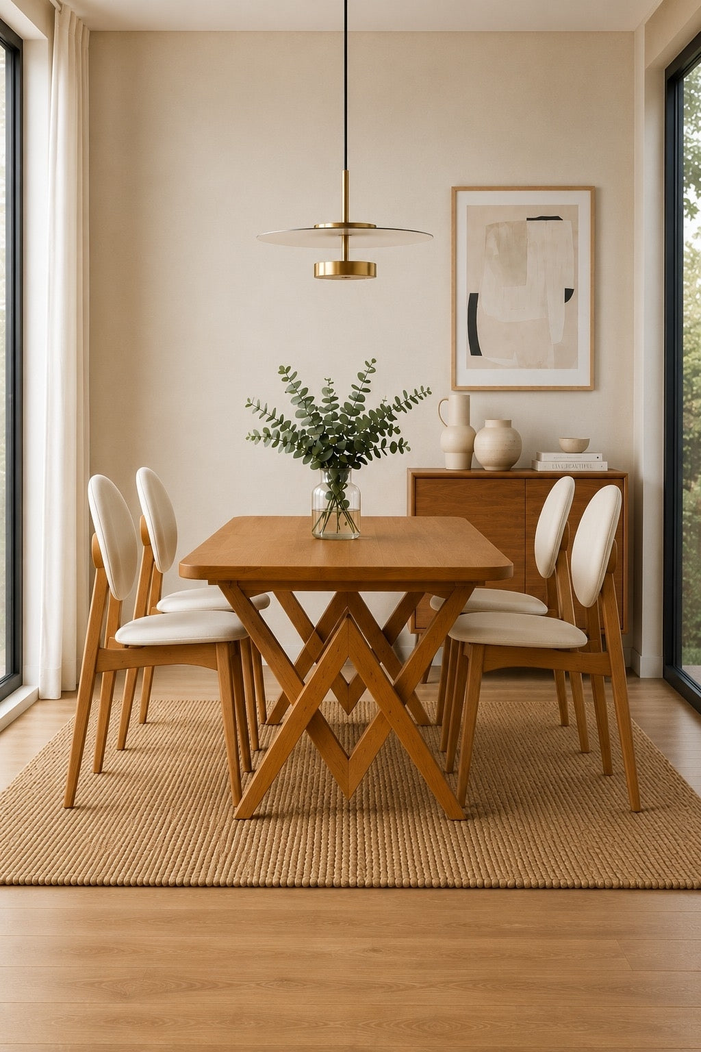 Stone Masif Ahşap 80x160 Sabit Yemek Masası Takımı | A2Decor
