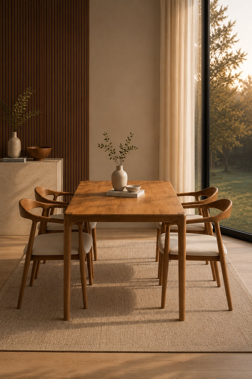 Vento Natural 80x160 Sabit Yemek Masası Takımı | A2 Decor
