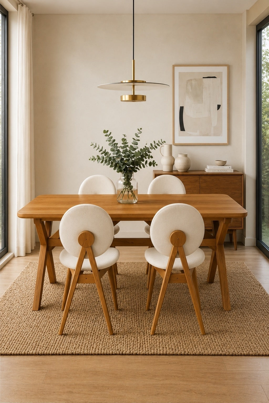 Stone Masif Ahşap 80x160 Sabit Yemek Masası Takımı | A2Decor