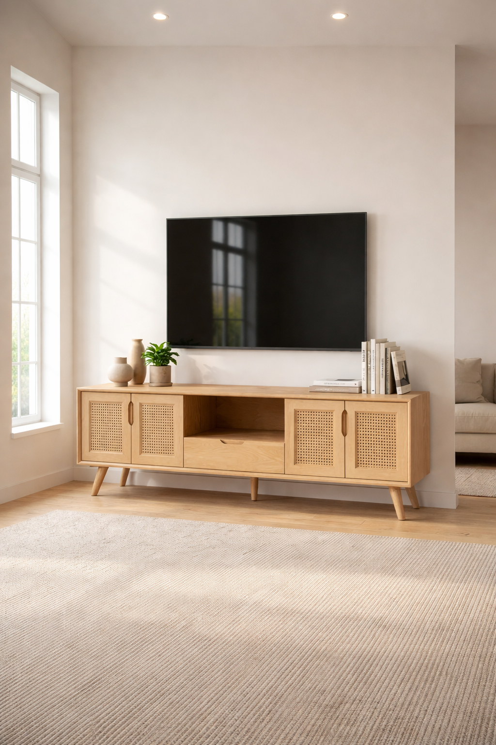 Atlas Ahşap TV Ünitesi Hasır 180 cm | A2Decor