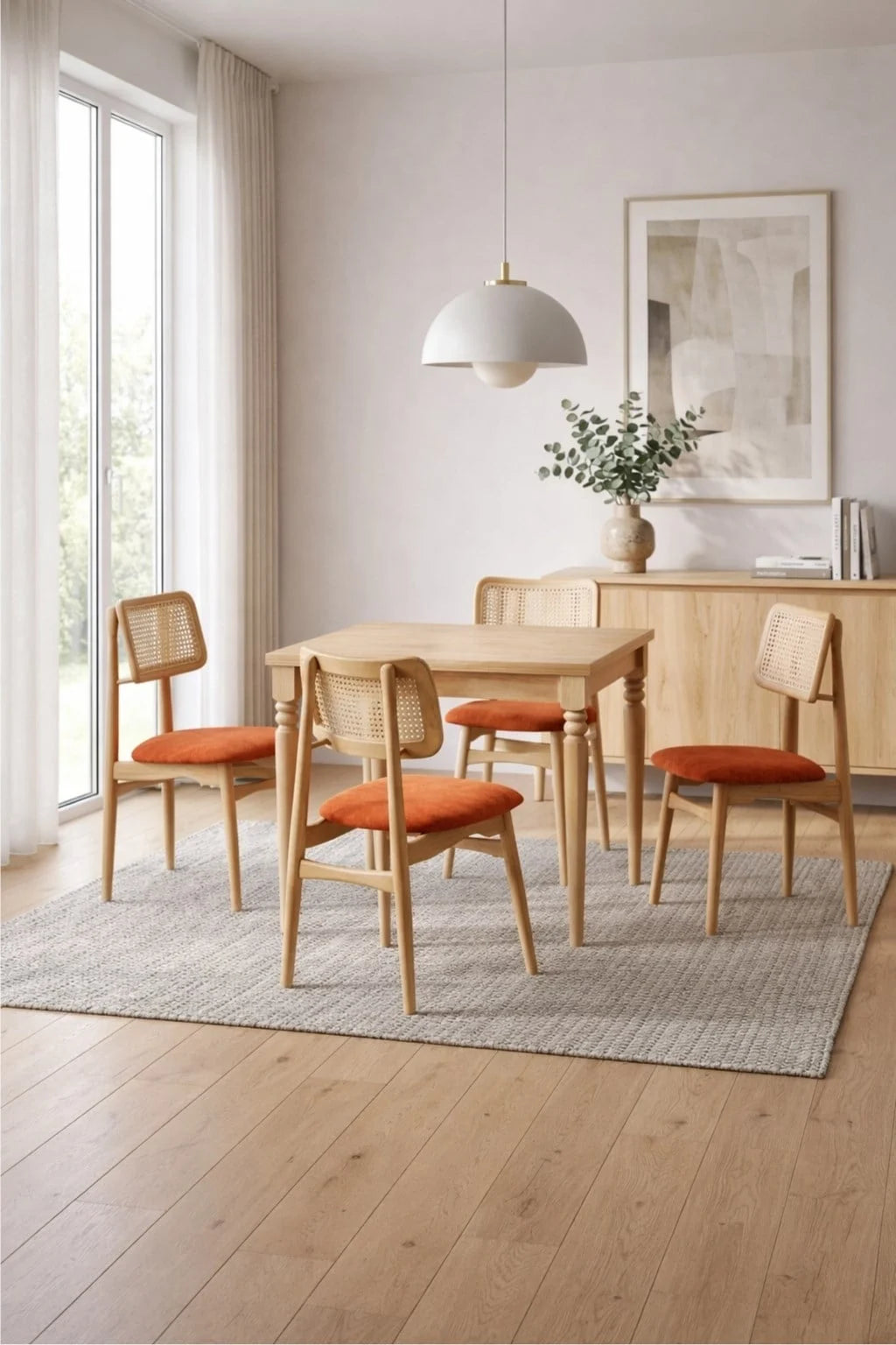 Bergama Natural Çizilmez 70x80 Açılır Yemek Masası Takımı | A2Decor