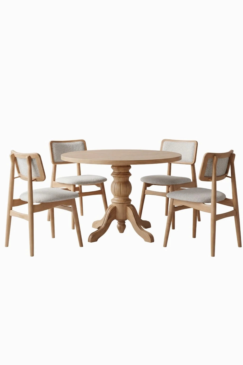 Evolia 100x100 Yuvarlak Ahşap Masa Takımı | A2Decor
