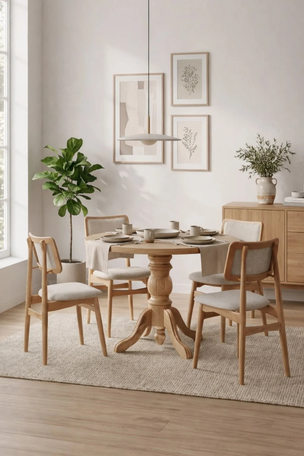 Evolia 100x100 Yuvarlak Ahşap Masa Takımı | A2Decor