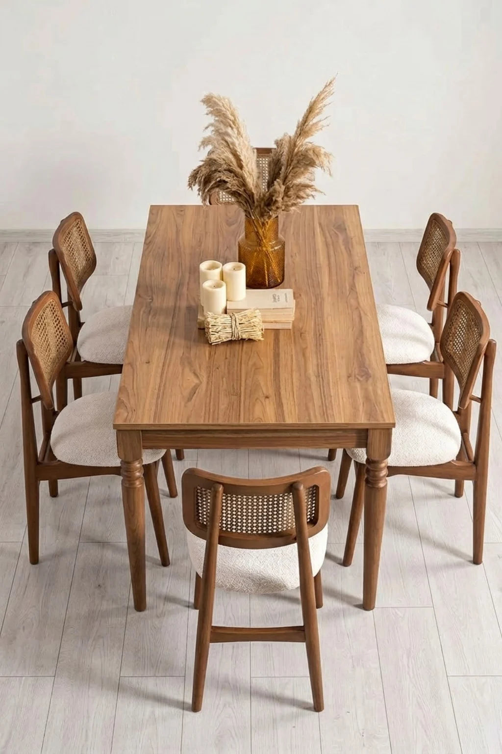 Luka Ceviz Çizilmez 140x80 Sabit Yemek Masası Takımı | A2Decor