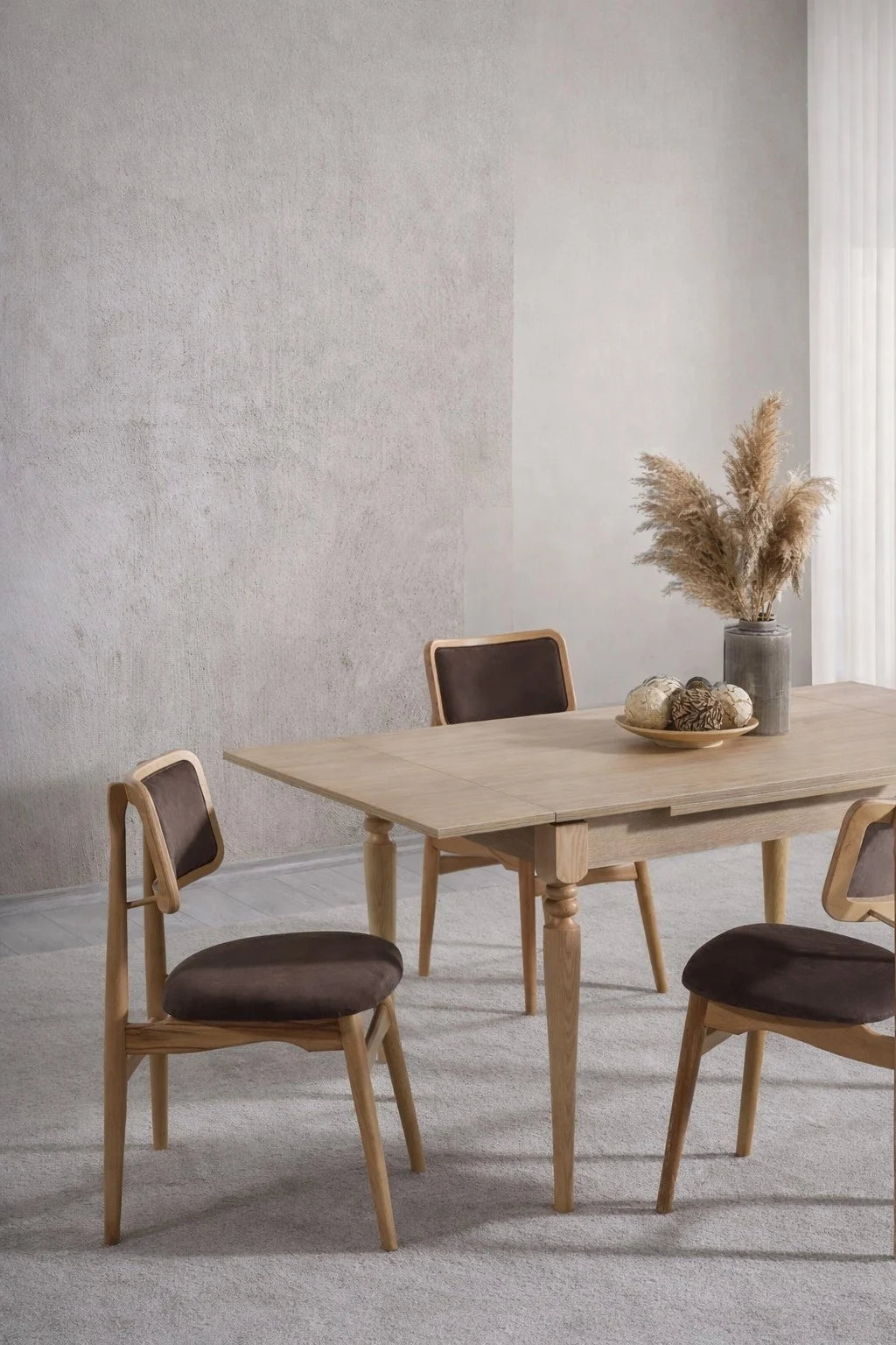 Modena Natural Çizilmez 120x80 Açılır Yemek Masası Takımı | A2Decor