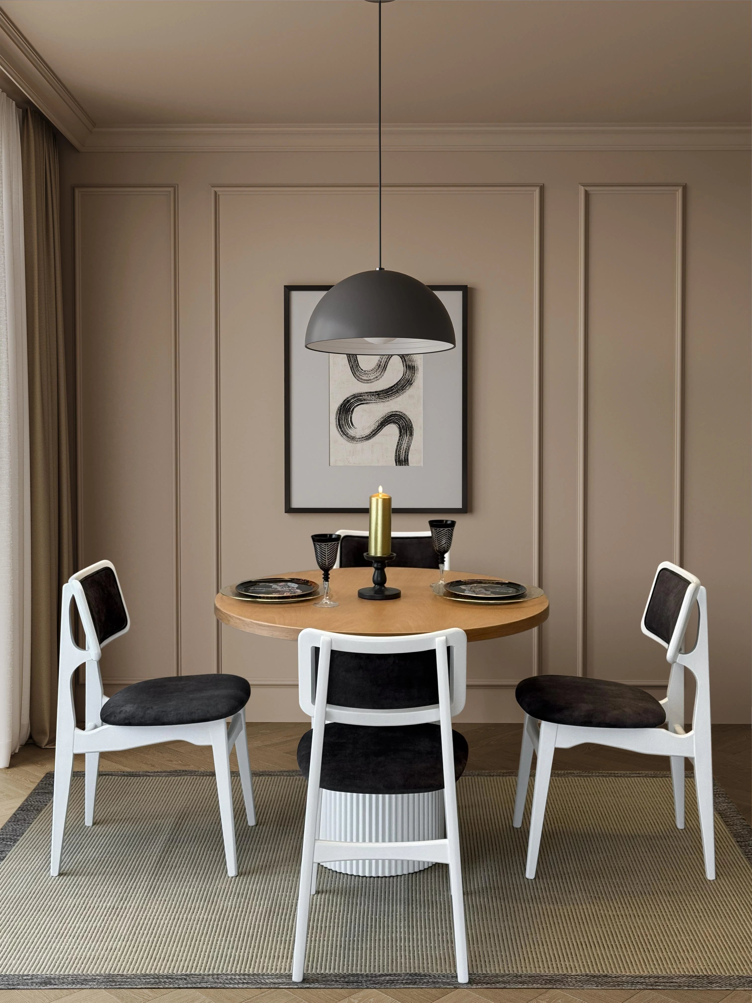 Linea Yuvarlak Beyaz 100x100 Yemek Masası Takımı | A2Decor