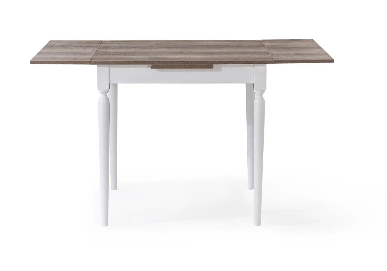Loft Çizilmez Ceviz-Beyaz 70x80 cm Açılır Yemek Mutfak Masası | A2 Decor