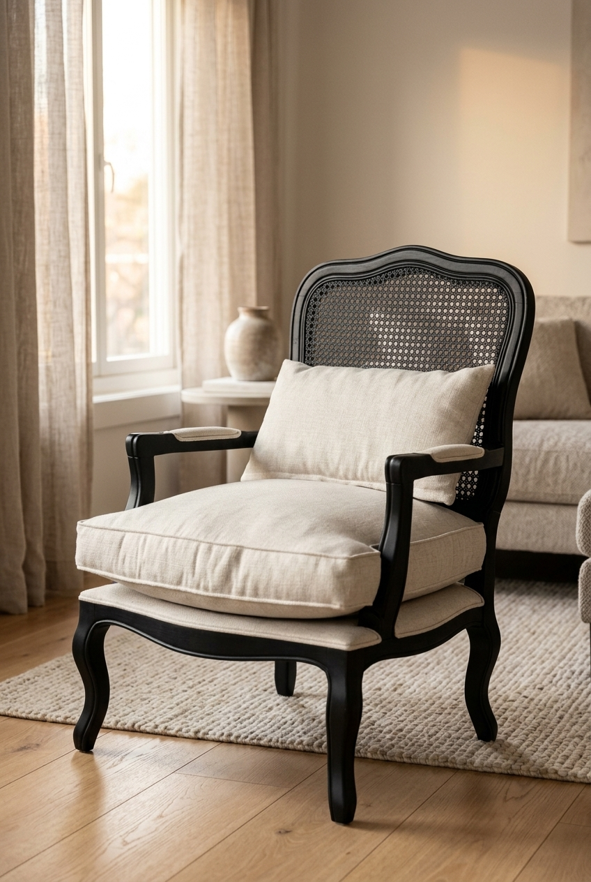 Luna Hazeranlı Siyah Berjer | A2 Decor