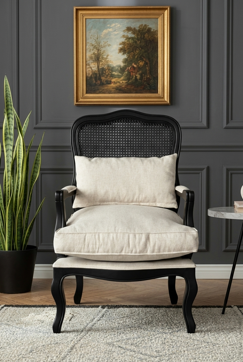 Luna Hazeranlı Siyah Berjer | A2 Decor