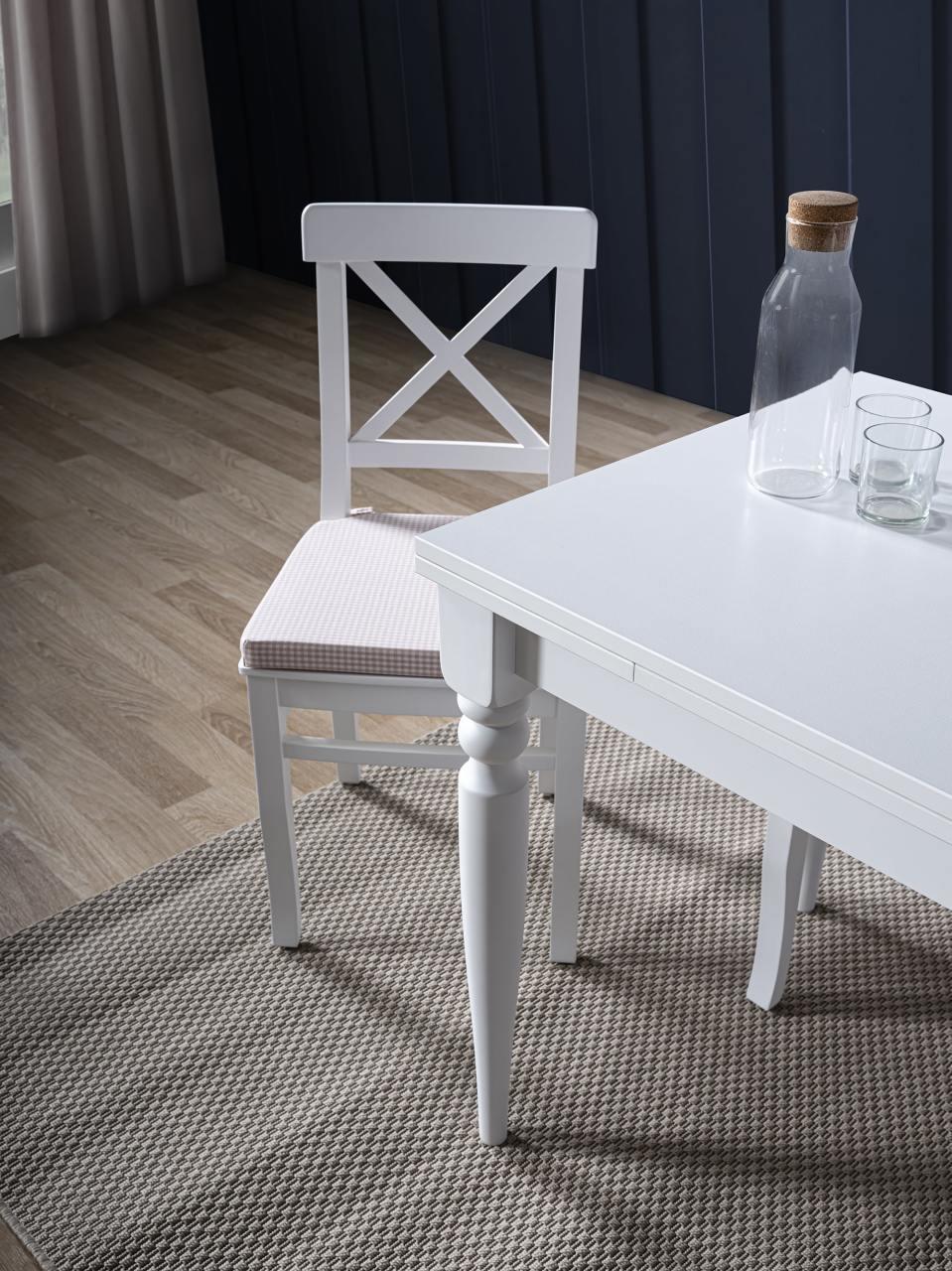 White Çizilmez 120x80 Açılır Yemek Masası Takımı | A2Decor