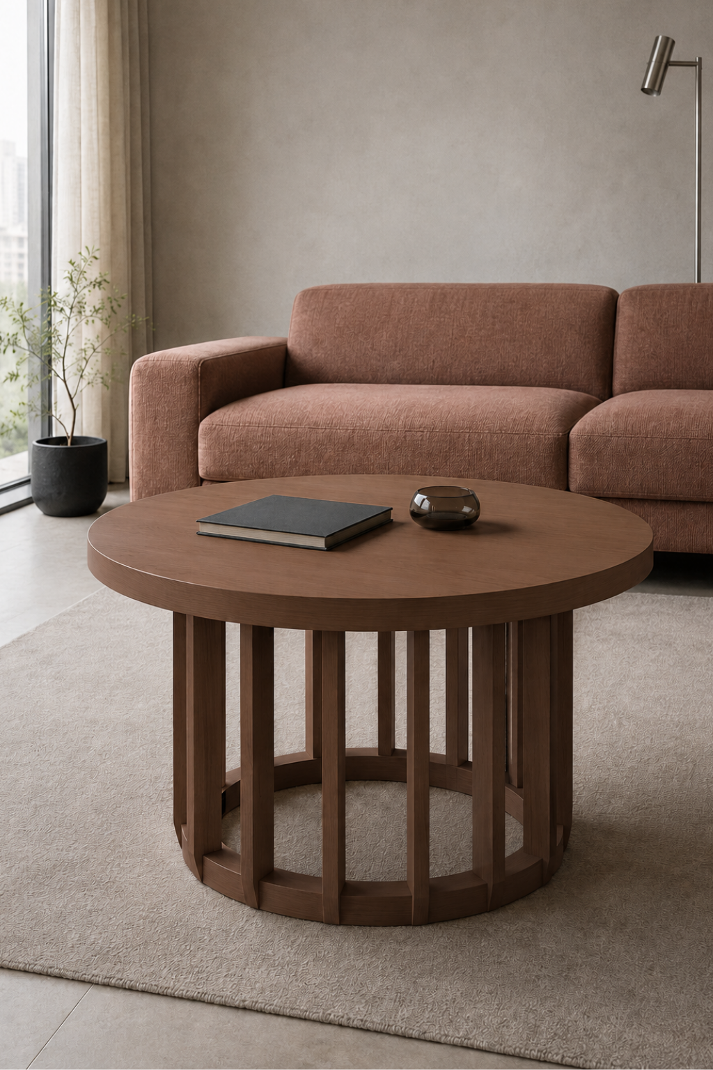 Line Yuvarlak Ahşap Orta Sehpa | A2 Decor