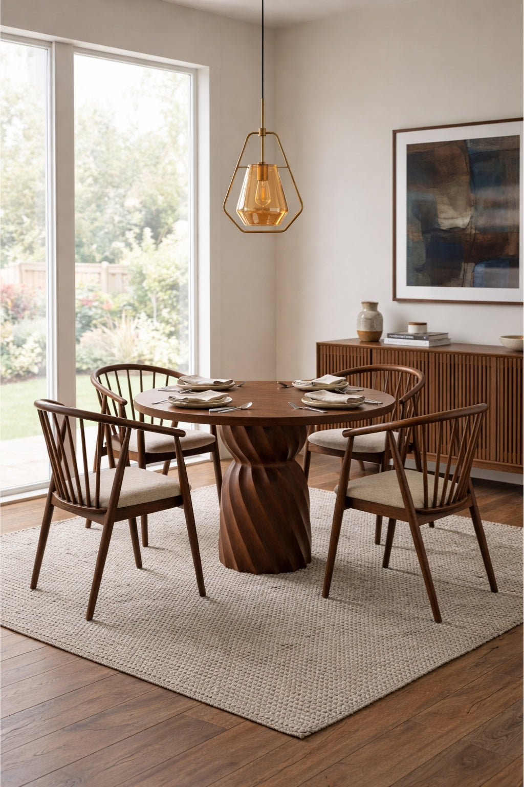 Aura Yuvarlak Ahşap Yemek Masası Takımı 100 cm – 4 Kişilik | A2Decor