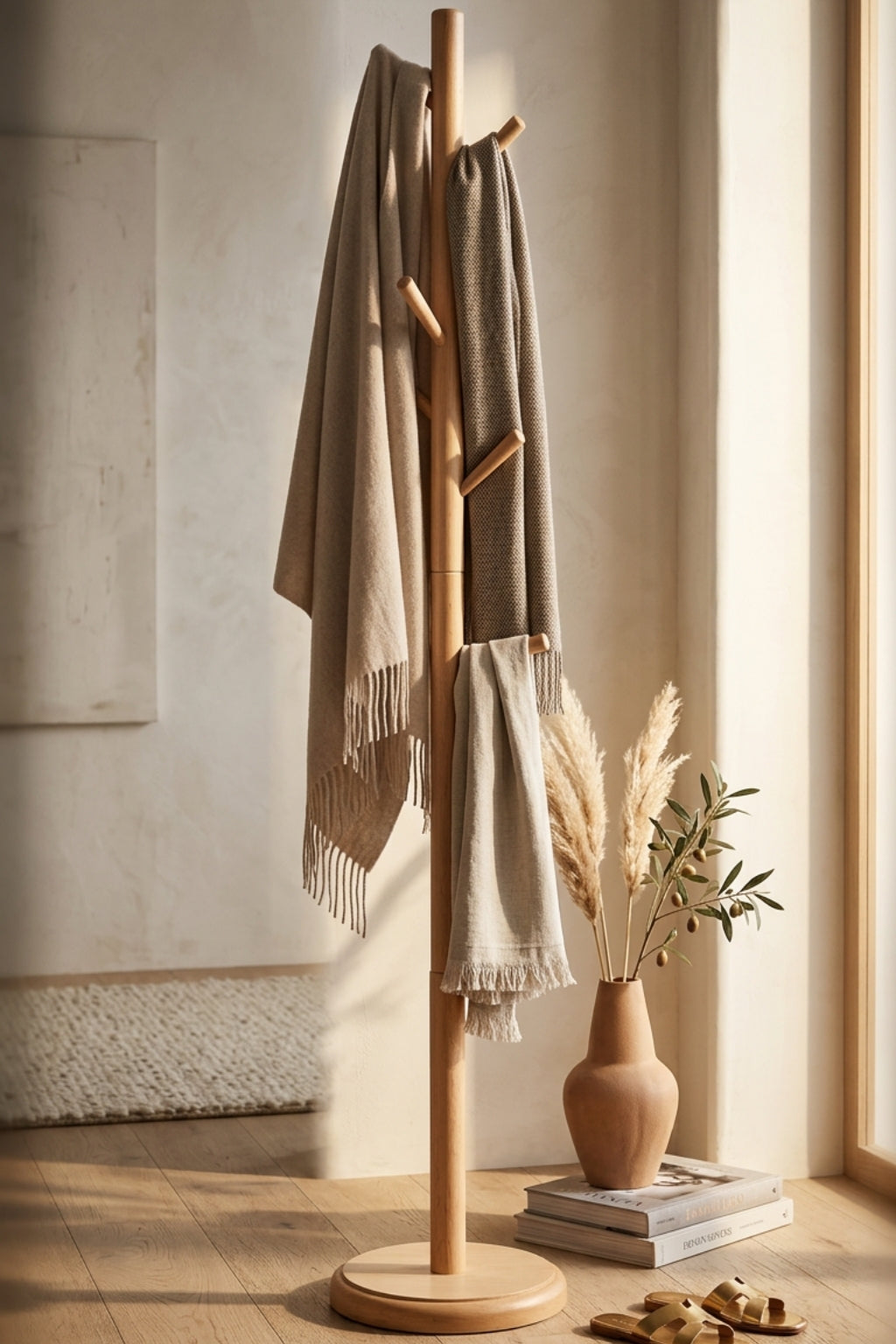 Noir Masif Ahşap Naturel Askılık | A2Decor
