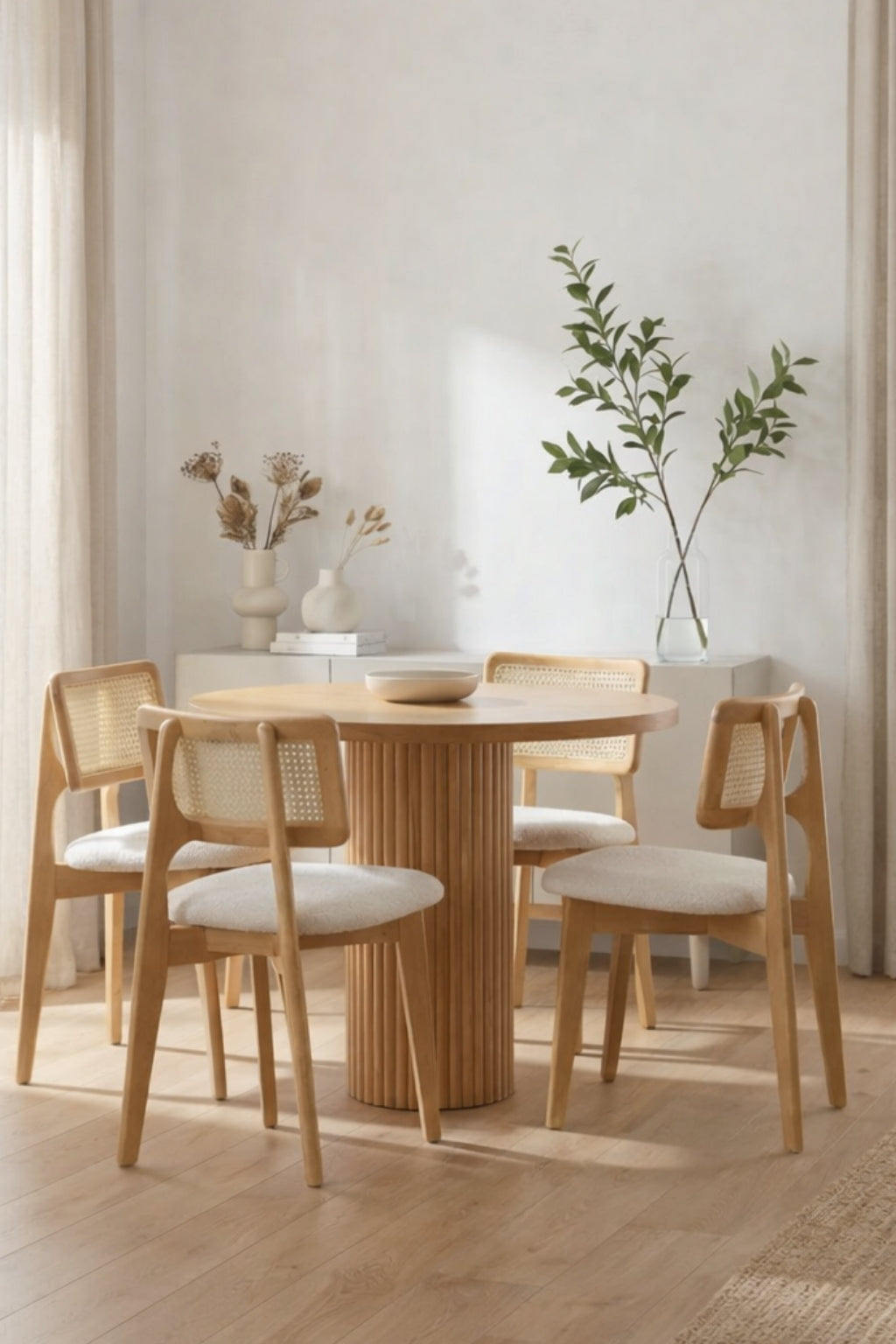 Moka Yuvarlak Ahşap Yemek Masası Takımı – 4 Kişilik | A2Decor