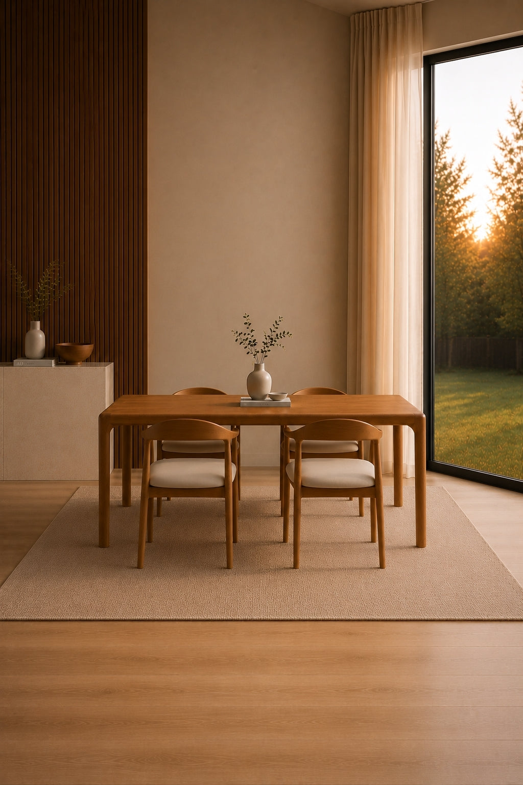Vento Natural 80x160 Sabit Yemek Masası Takımı | A2 Decor