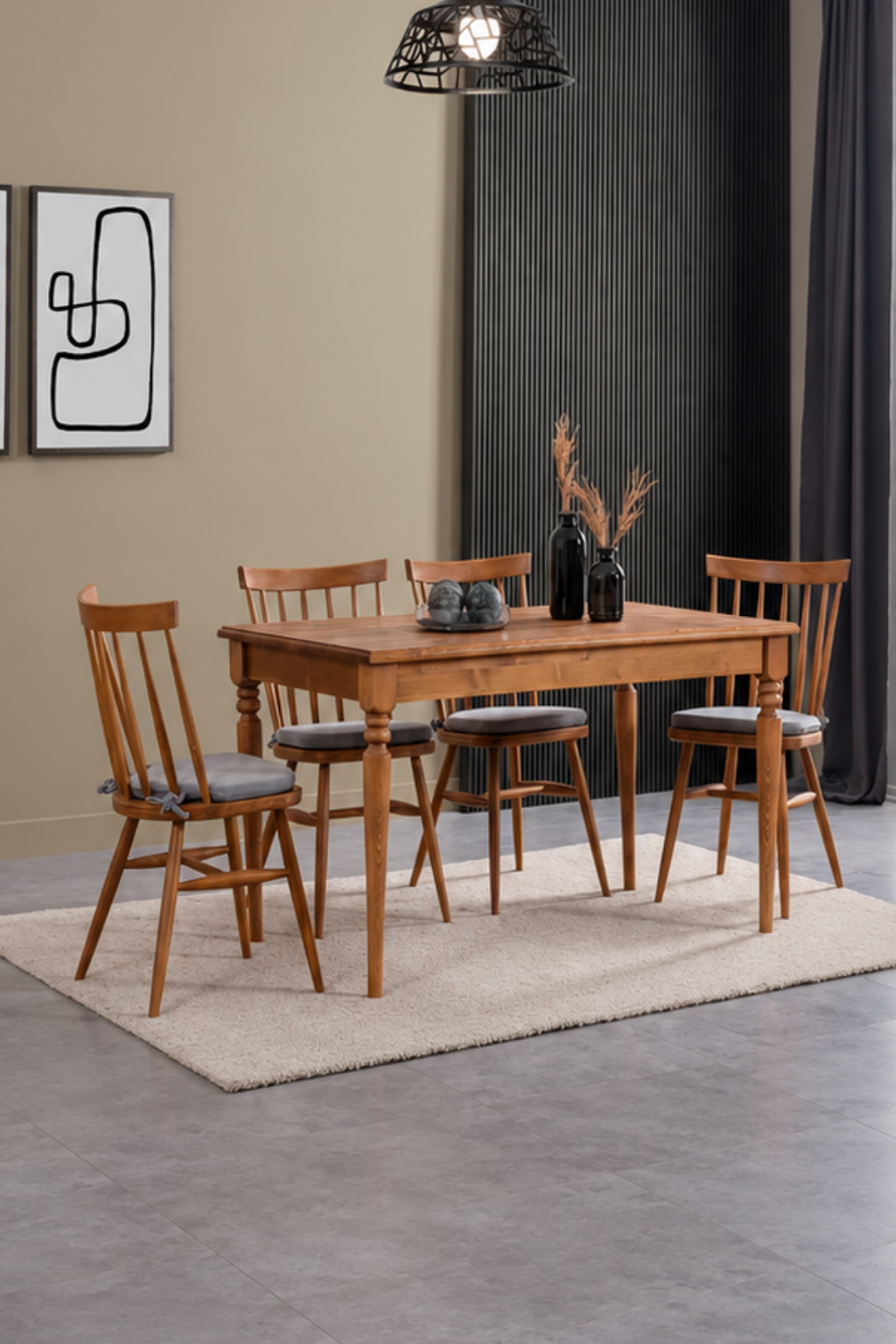 Brown Ahşap 140x80 Masa Takımı | A2 Decor