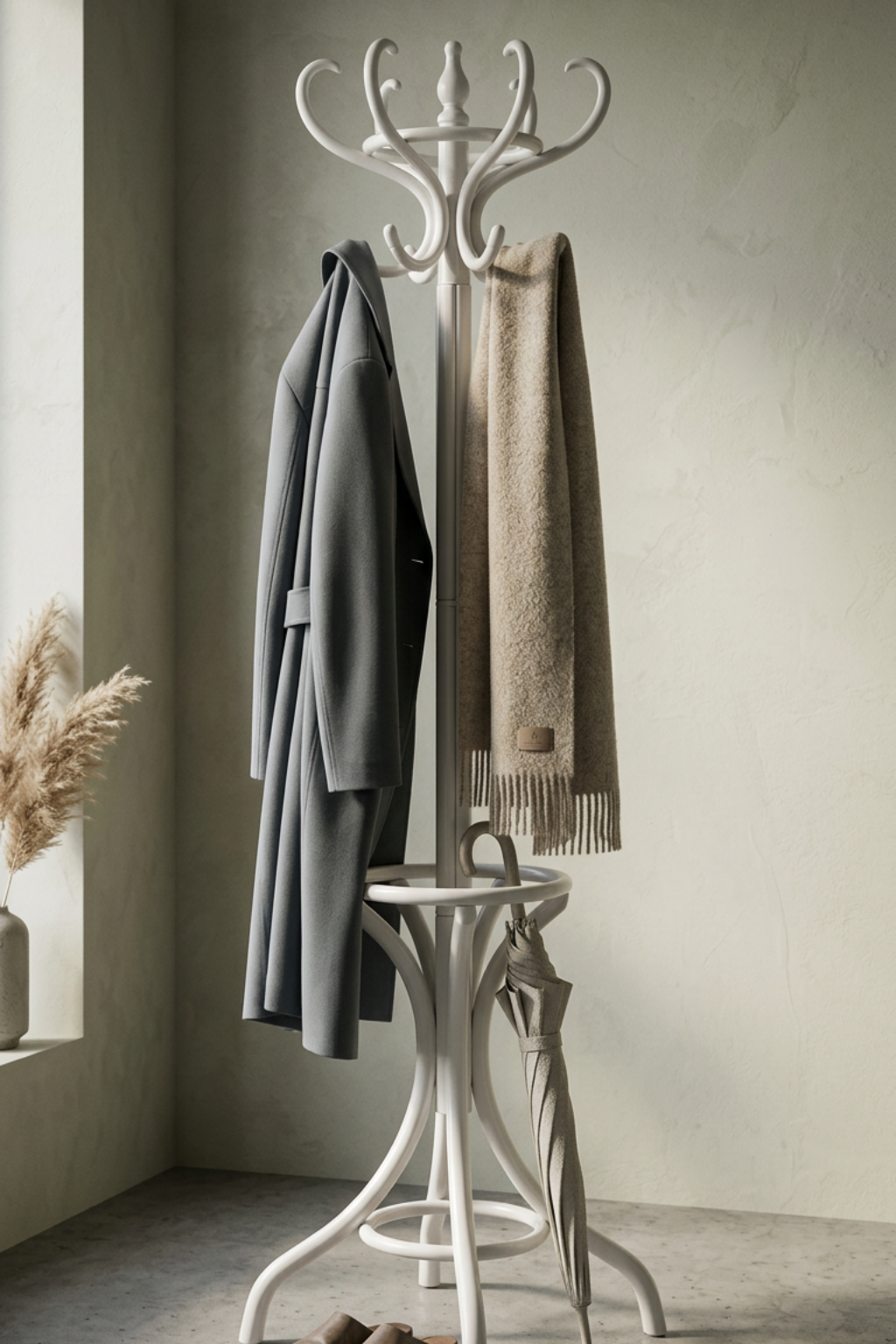 Noir Masif Ahşap Beyaz Askılık | A2Decor