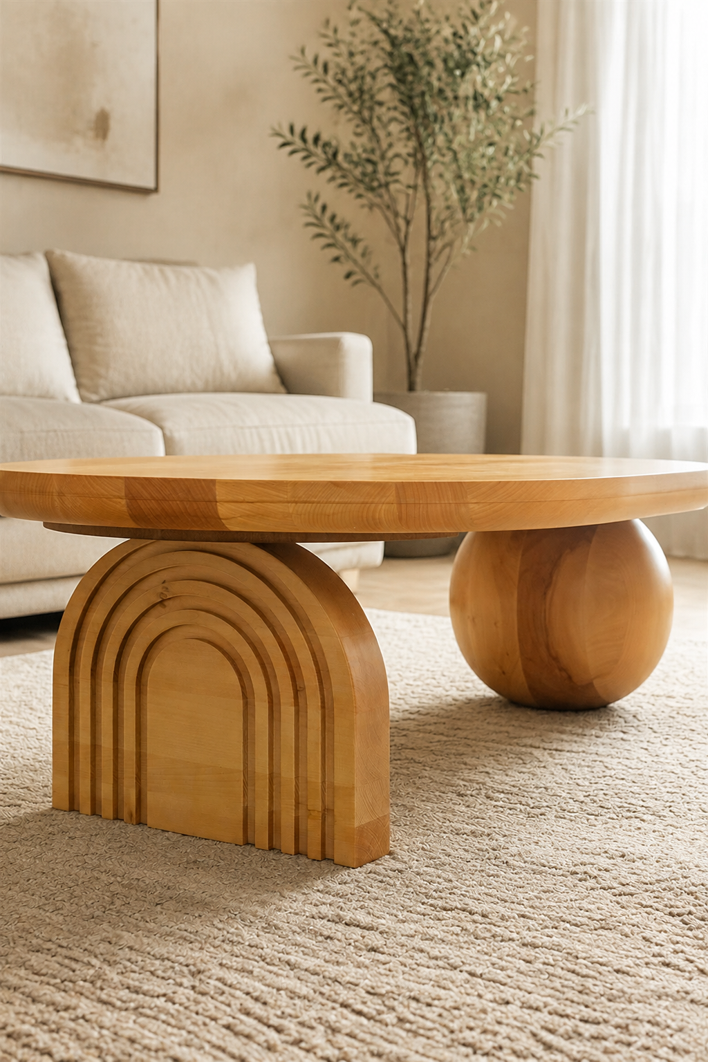Curve Oval Ahşap Orta Sehpa | A2 Decor
