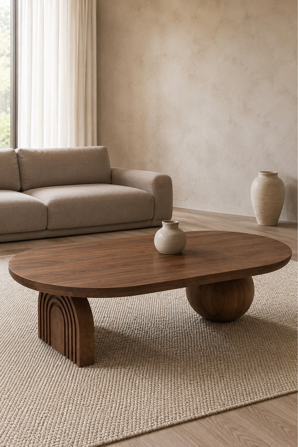 Curve Oval Ahşap Orta Sehpa | A2 Decor