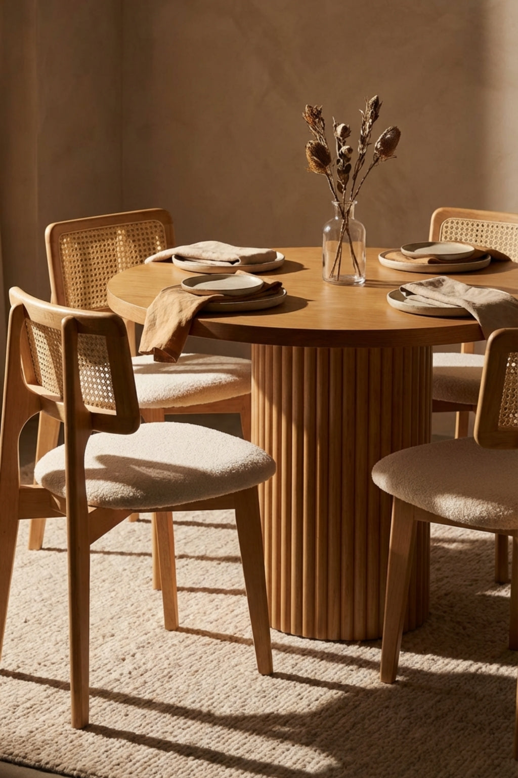 Moka Yuvarlak Ahşap Yemek Masası Takımı – 4 Kişilik | A2Decor
