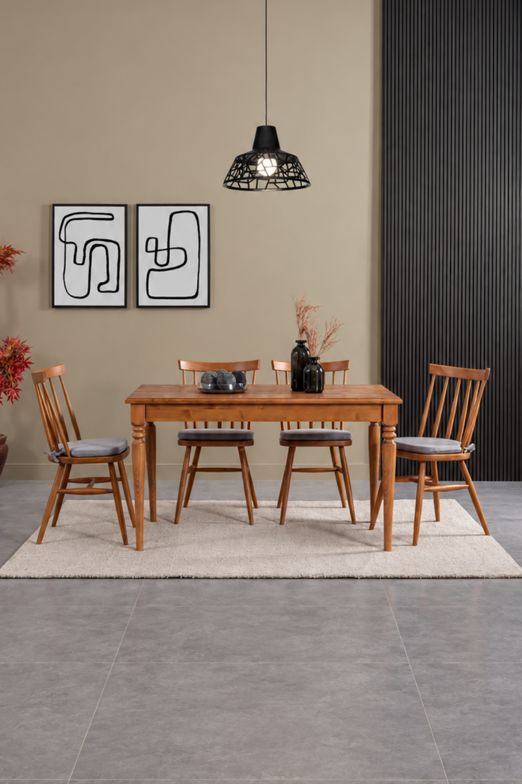 Brown Ahşap 140x80 Masa Takımı | A2 Decor