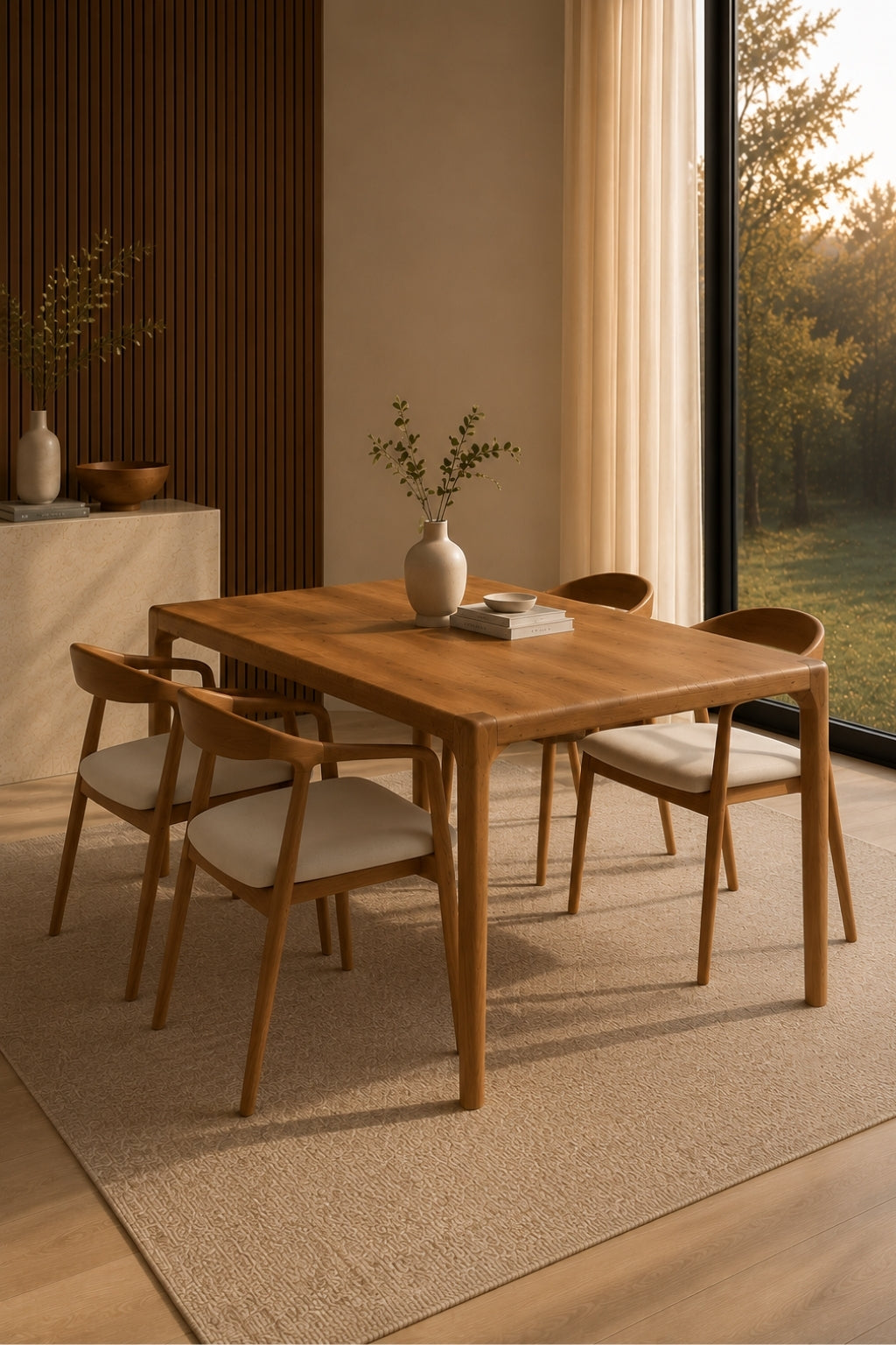 Vento Natural 80x160 Sabit Yemek Masası Takımı | A2 Decor