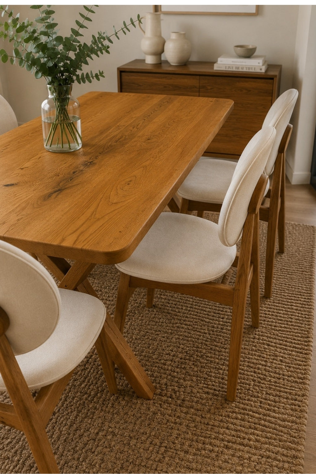 Stone Masif Ahşap 80x160 Sabit Yemek Masası Takımı | A2Decor