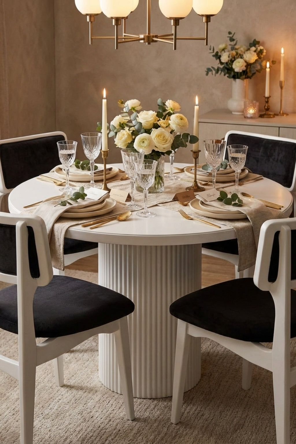Rova Yuvarlak Ahşap Yemek Masası Takımı – 4 Kişilik | A2Decor