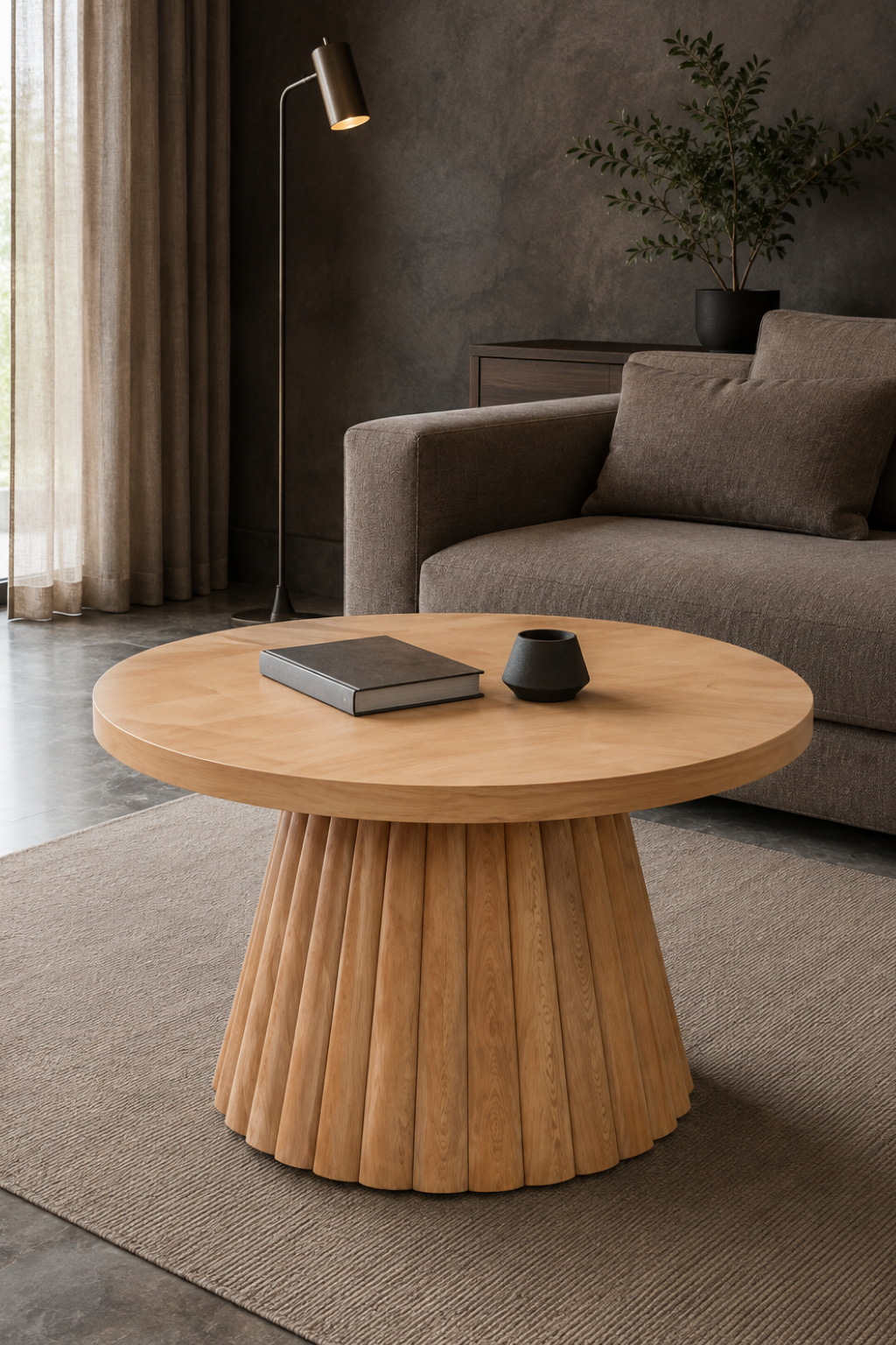 Groove Yuvarlak Ahşap Orta Sehpa | A2 Decor