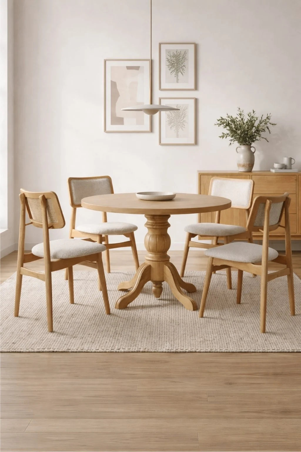 Evolia 100x100 Yuvarlak Ahşap Masa Takımı | A2Decor