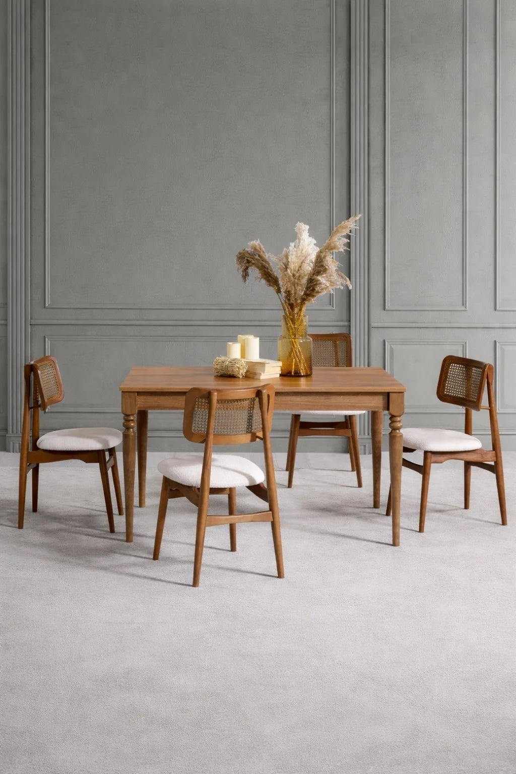Luka Ceviz Çizilmez 140x80 Sabit Yemek Masası Takımı | A2Decor