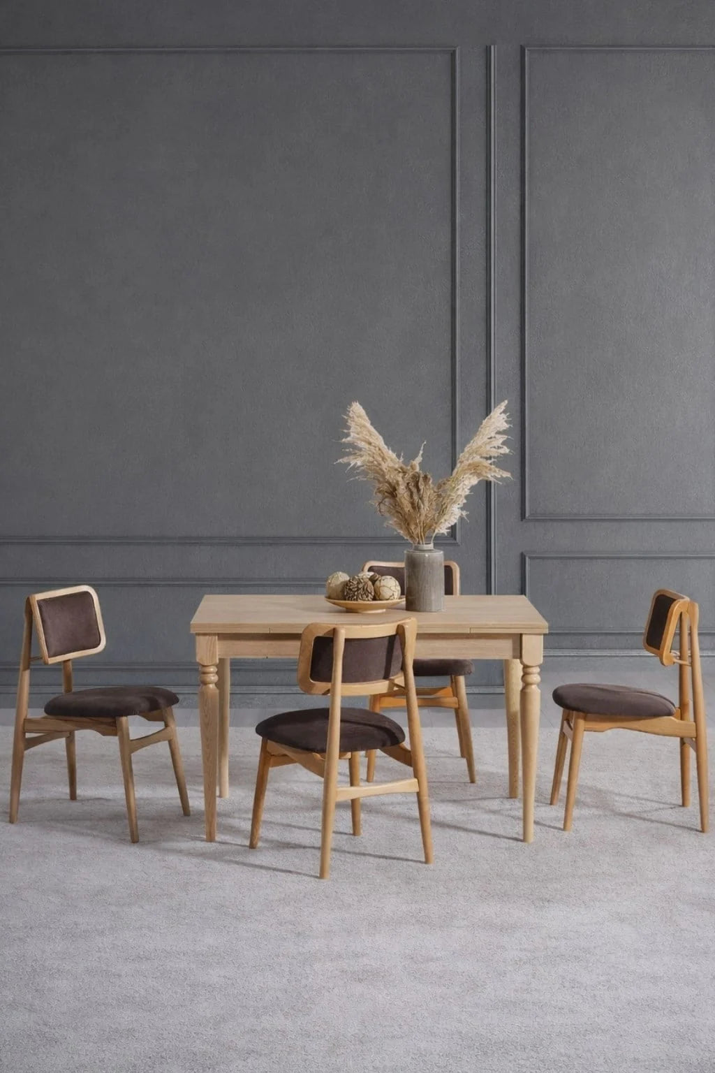 Modena Natural Çizilmez 120x80 Açılır Yemek Masası Takımı | A2Decor