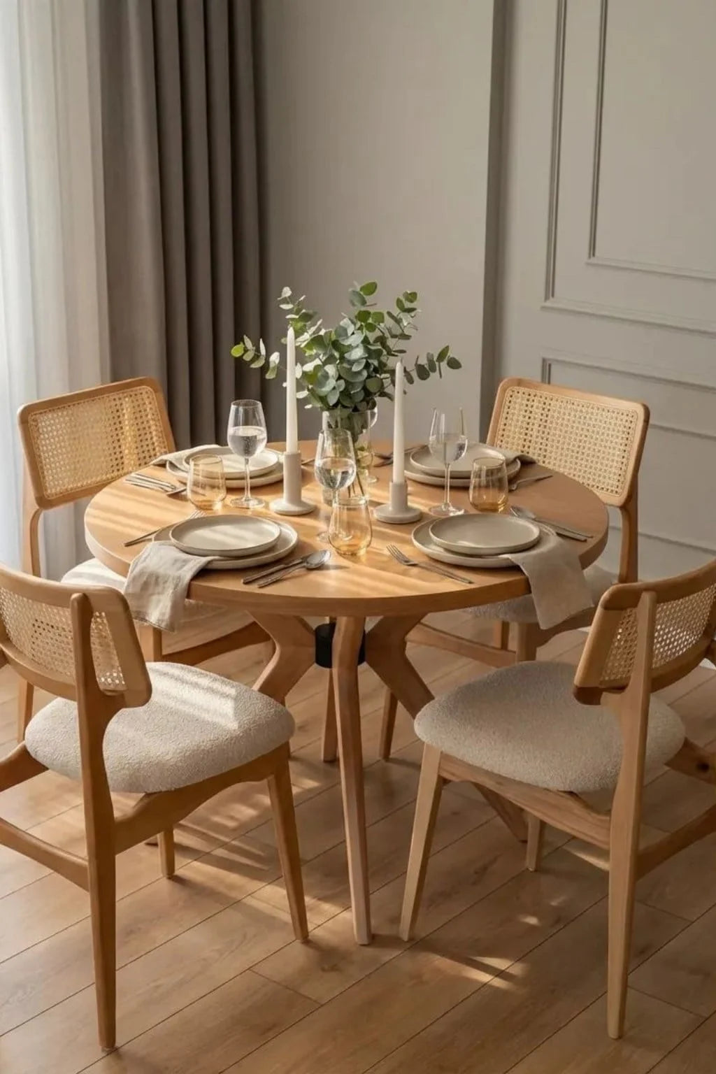 Rovena Yuvarlak 100x100 Ahşap Masa Takımı L Ayak | A2Decor