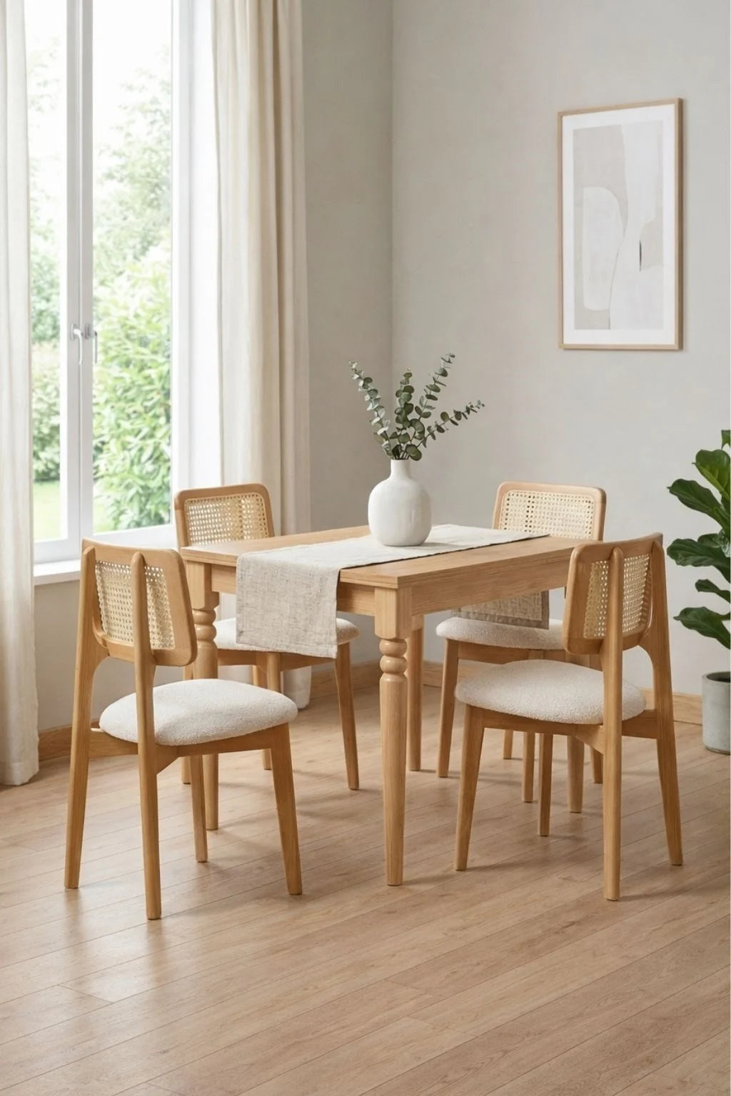 Siena Natural Çizilmez 80x80 Açılır Yemek Masası Takımı | A2Decor