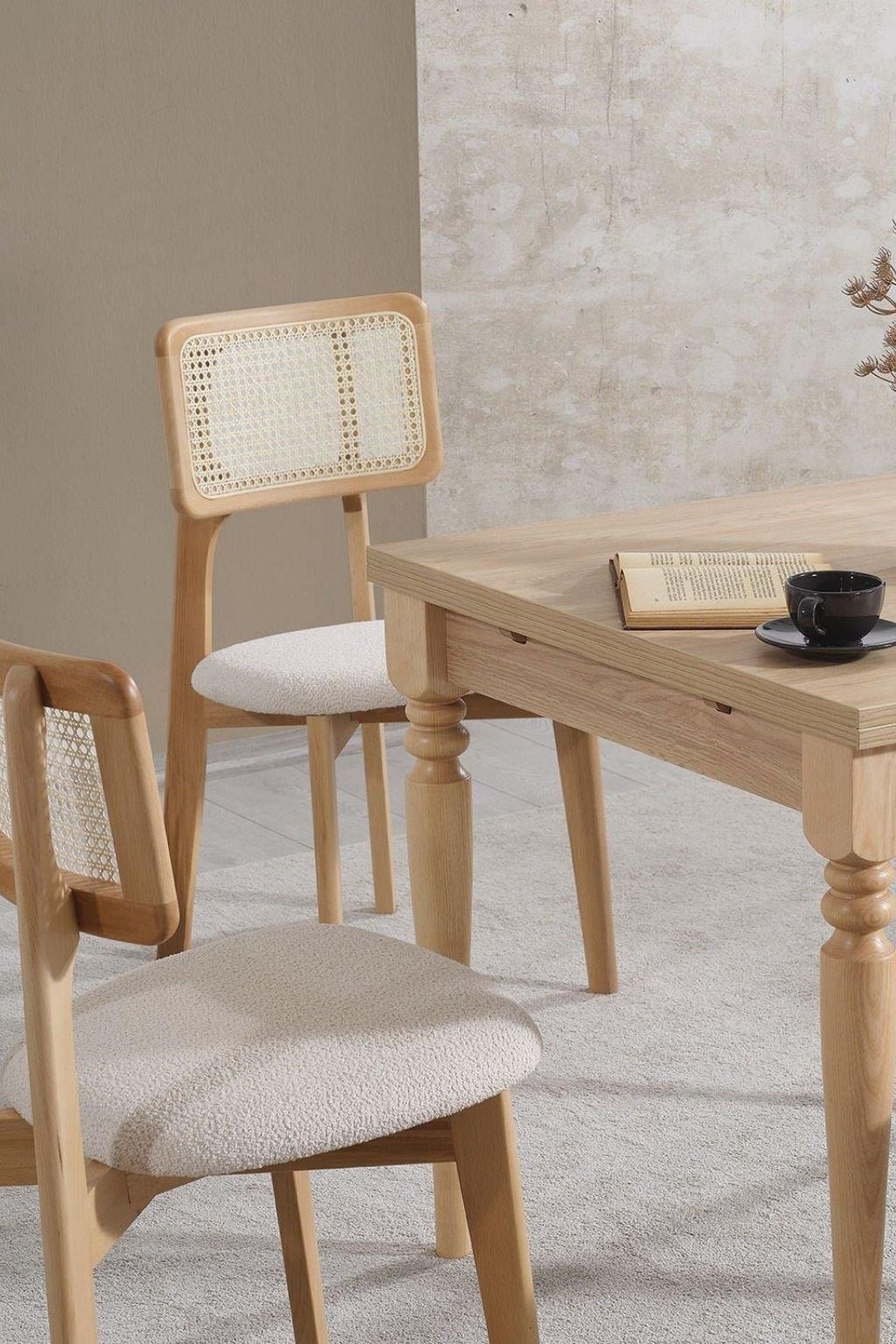 Siena Natural Çizilmez 80x80 Açılır Yemek Masası Takımı | A2Decor