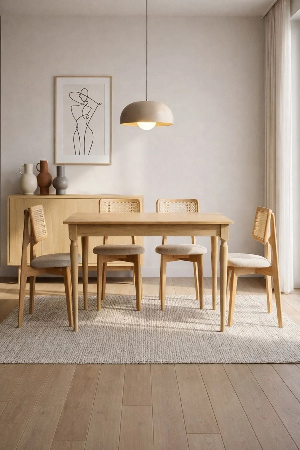 Craft 140x80 Sabit 4 Sandalyeli Yemek Masası Takımı İskandinav | A2Decor