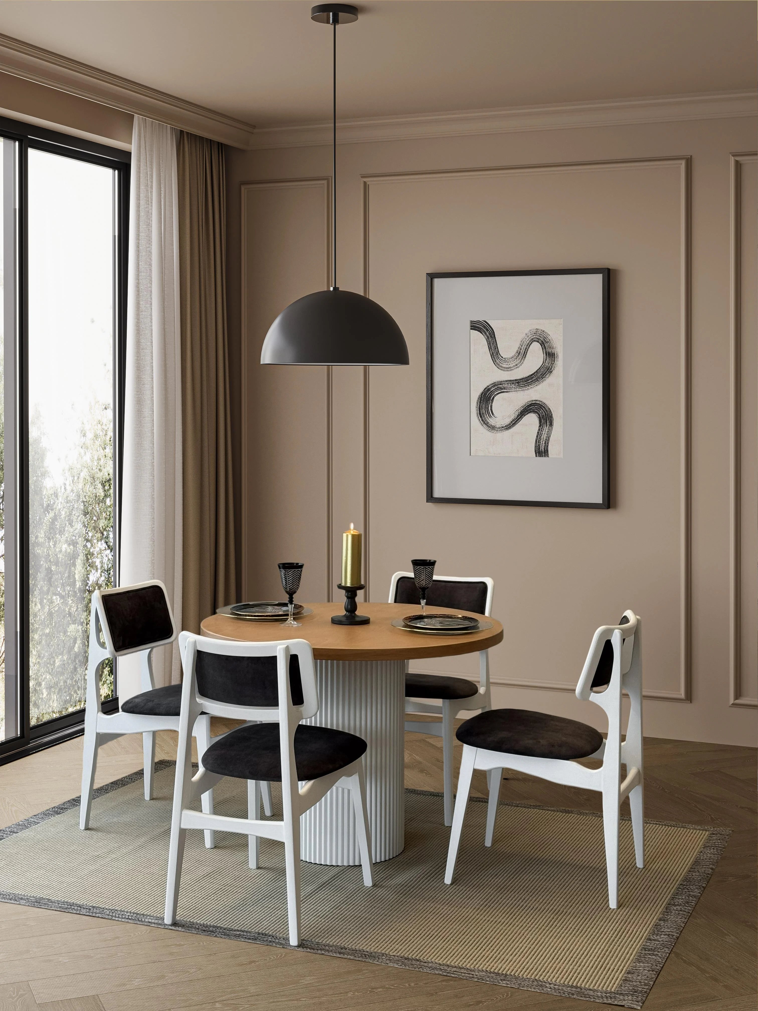Linea Yuvarlak Beyaz 100x100 Yemek Masası Takımı | A2Decor