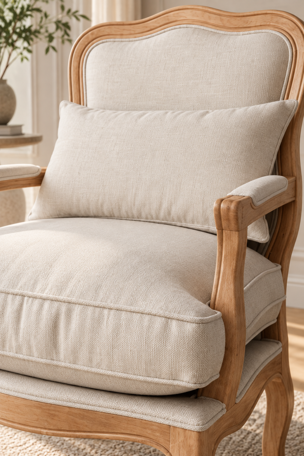 Luna Döşemeli Natural Ahşap Berjer | A2 Decor