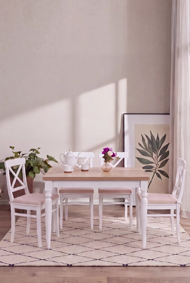 Sembol Çizilmez Açılır Yemek Masası Takımı 120x80 cm  | A2Decor
