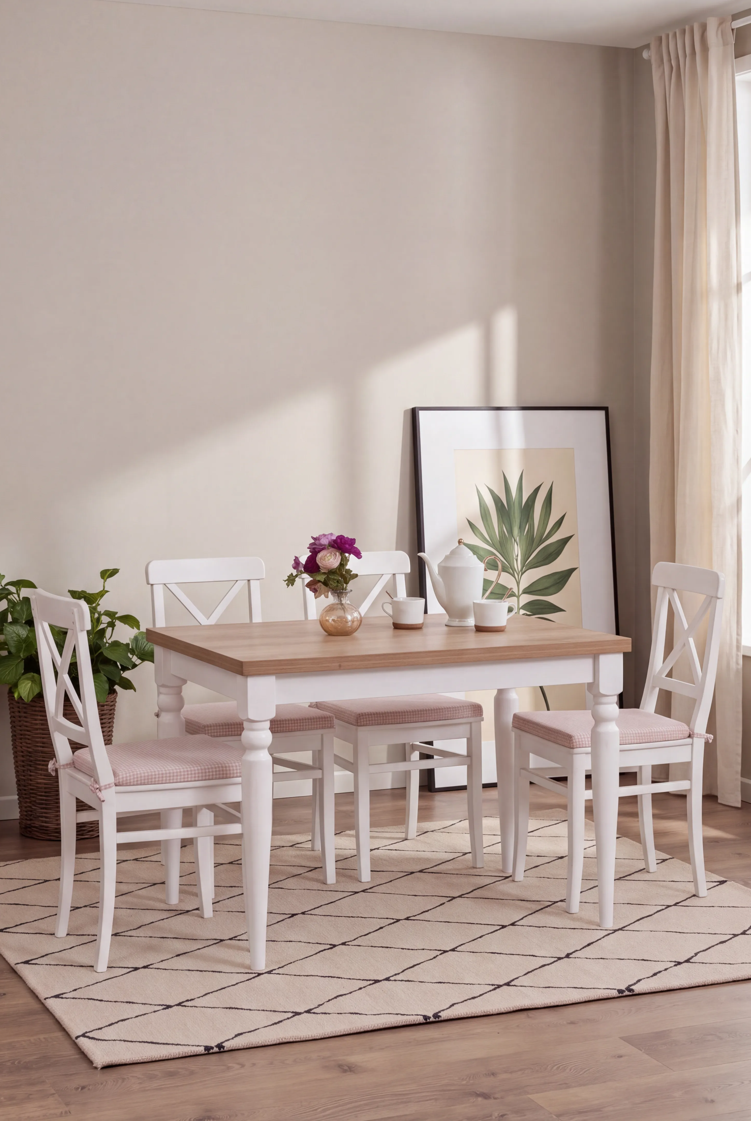 Sembol Çizilmez Açılır Yemek Masası Takımı 120x80 cm  | A2Decor